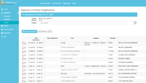 Tableau d'importation temporaire - Application Budget facile - Budgetfacile.com